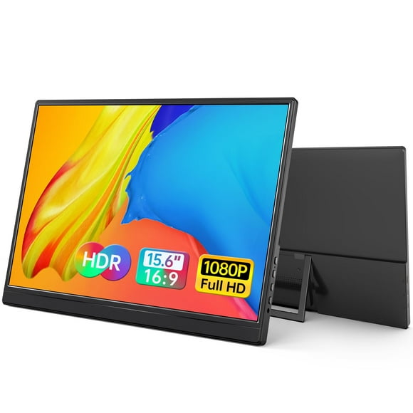 Yxk Monitor portátil 15,6 pulgadas 1080P USB-C HDMI Monitor de viaje ultradelgado con soporte, para computadora portátil, PC, teléfono Mac, PS, Xbox, Swich Monitor de juegos IPS ultradelgado de marco