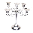 thumbnail image 1 of Candelabro portavelas, portavelas de pilar, portavelas de 5 brazos con velas largas, soporte para candelabros para de mesa plata, 1 of 9