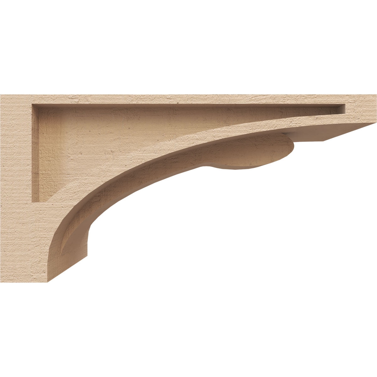 4"W x 8"D x 4"H Wide Viola Rough Cedar Woodgrain TimberThane Corbel, Primed Tan