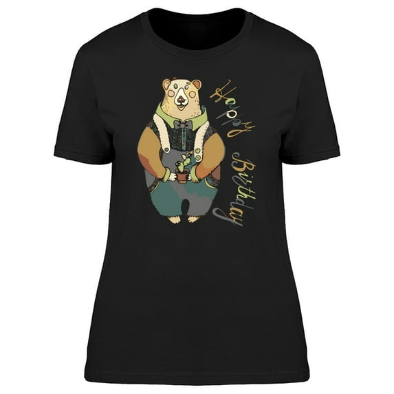 Bear With Cactus Happy Bday Tee Women's -Image by Shutterstock