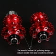 thumbnail image 2 of High-Performance 120-Click MTB Bike Hubs Set, 4 Bearings (Front 2/Rear 4), CNC-Machined Alloy Axle, 8-11 Speed Compatible, 36H Quick Release, Red Color, 100x9mm Front & 135x10mm Rear, Lightweight, 2 of 6