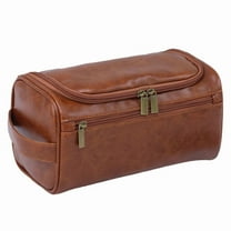 Unisex Vintage Luxury Toiletry Bag Travel Necessary Business Cosmetic Makeup Cases Hanging Storage Organizer Bags Brown,1 x large Toiletry Bag,Brown