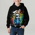 thumbnail image 4 of Atogsazn Boys Long Sleeve Hoodies Kids Easter Hooded Sweatshirt Pullover Rabbit Tops with Pocket Outfit Outerwear Dark Blue 5-6 Years Fashion, 4 of 5