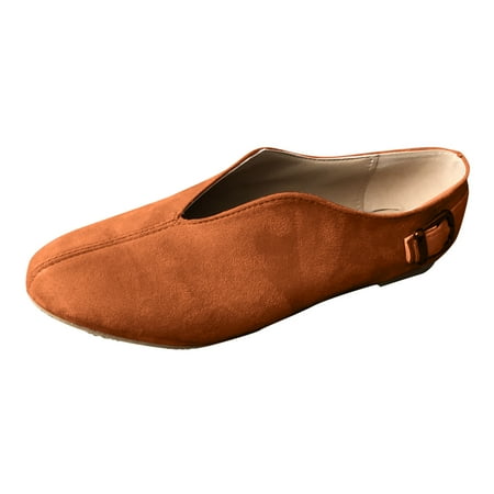 

Sehao Women s Pointed Toe Suede Flock Casual Summer Flats Buckle Strap Loafers Shoes Flock Brown 6.5 US (Wide Widths Available)