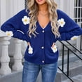thumbnail image 2 of SHTXOZHI Women's Long Sleeve Button Down Sweater Cardigan Cute Embroidery Knit Cardigan Fall Outfit, 2 of 7