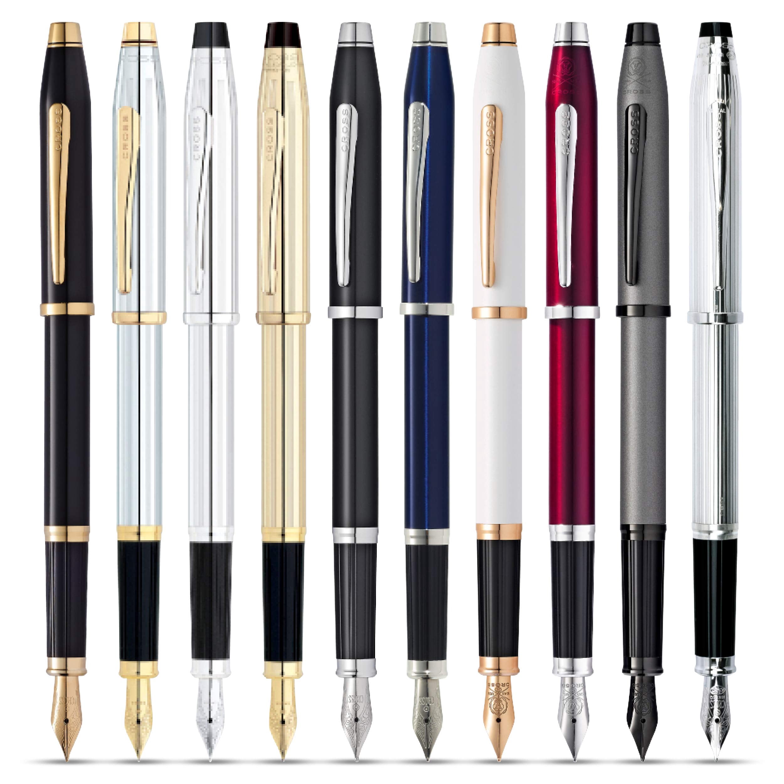 Cross Century® II Black Micro Knurl and Matte Black PVD Medium Nib Fountain Pen with Polished Black PVD Coated Stainless Steel Nib