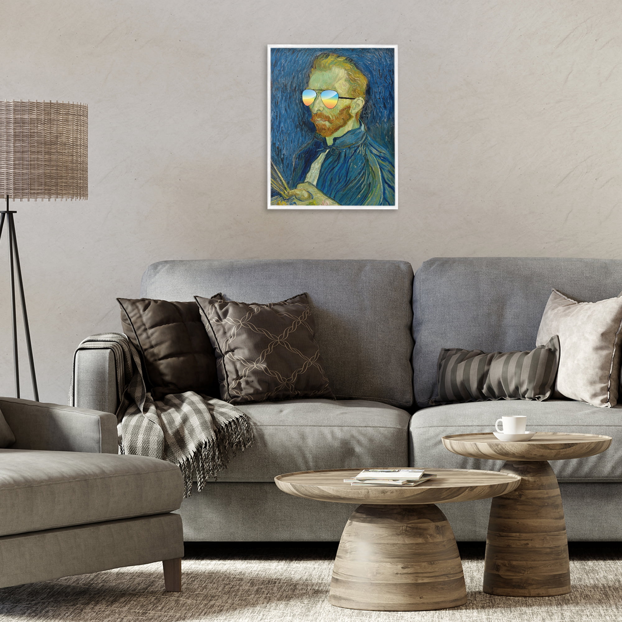 Funny Van Gogh Sunglasses White Framed Giclee Art, design by Masters Redux