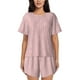 thumbnail image 1 of Fotbe Pink Stripes Conjunto de Pijama Estampado para Mujer, 2 Piezas, Ropa de Dormir con Camiseta de Manga Corta y Shorts Suaves-Medium, 1 of 6