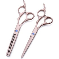 Hair Cutting Shears Professional Hair Scissors with Flower Handle Haircut Thinning Barber Cutting Shears Hairdresser Scissors Rose Gold 6 in 2pcs for Barber or Home Use