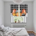 thumbnail image 5 of Fall Pumpkins Kitchen Curtains Small Short 39 Inch Length, Thanksgiving Autumn Grey Plaid Lattice Grommet Top Bedroom Living Room Curtains, Light Filtering Cafe Curtain Drapes 2 Panels Set 55''x39'', 5 of 9