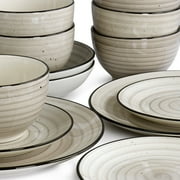 Elama Gia 24 Piece Stoneware Dinnerware Set in Cream