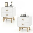 thumbnail image 1 of Costway 2 PCS Nightstand Mid Century Modern Bedside Table with 2 Drawers Solid Rubber Wood Legs White, 1 of 8