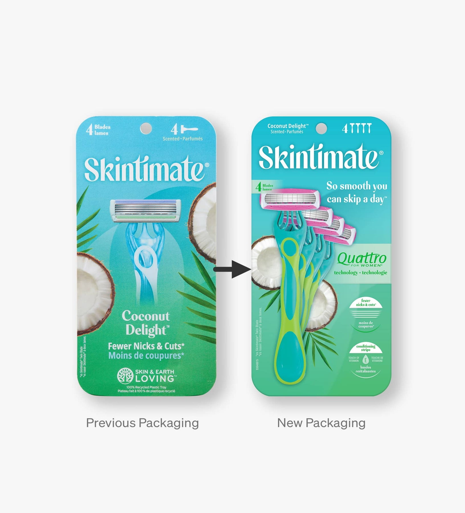 Skintimate Women's Disposable Razors Coconut Delight Scent 4 Blade - 4ct/3 Pack