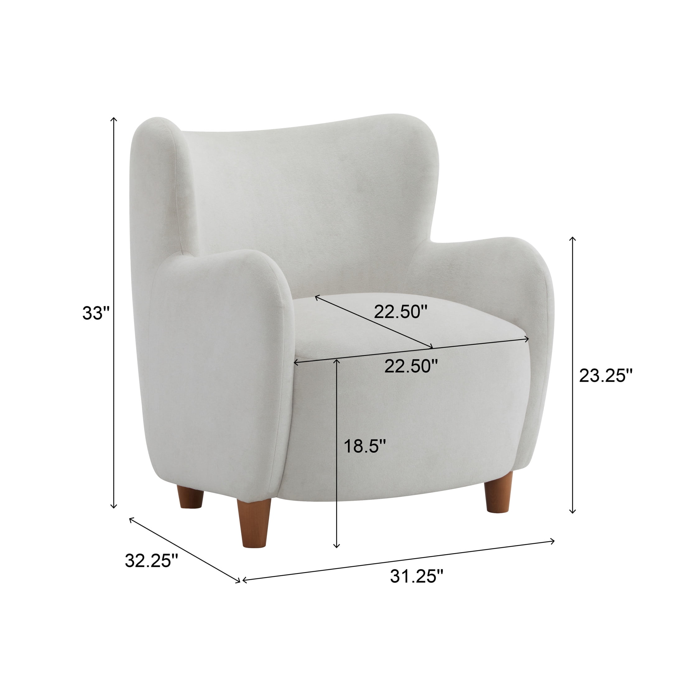 Christopher Knight Home Mid-Century Modern Velvet Wingback Accent Chair with Birch Legs, White