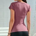 thumbnail image 4 of Gaexia Women's Summer Short Sleeve Yoga Fitness Top Slim Fit Athletic Running Training Workout T Shirt Breathable Wicking Stretchy Lightweight Casual Activewear For Gym (PK2,L), 4 of 6