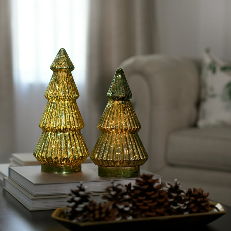 Better Homes & Gardens 10in Green Mercury Glass Tabletop Winter