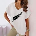 thumbnail image 3 of TSADFHJI Chandails en Molleton Femmes Hiver Imprimé T-Shirt Ample Décontracté Col Rond Manches Courtes T-Shirt Femmes TG Blanc, 3 of 4