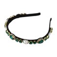 thumbnail image 1 of Bling Rhinestone Diadema Diadema de franela con diamantes de imitación verdes para mujer 5.51 x0.79, 1 of 7