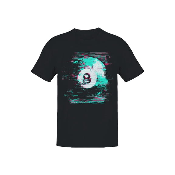 Glitched Neon 8-Ball Art Black Men's T-shirt