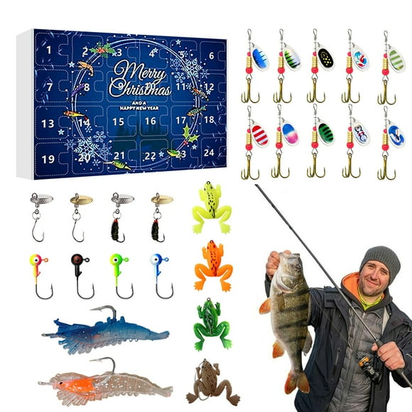 Fishing Advent Calendar 2024 Adult Men Teen Boys Fishing Advent Calendarfor Freshwater Saltwater Soft Plastic For Father Boyfriend Granpa D