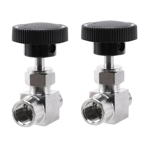 2X Válvula de Aguja Ajustable 1/4 Pulgada Macho A Hembra Rosca Acero Inoxidable 304
