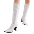 thumbnail image 5 of B91xZ Chunky Heel Boots for Women Pu Knee High Riding Combat Boots,White 8.5, 5 of 5