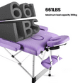 thumbnail image 6 of Naipo 3-Section Massage Table 73''Long 84'' Height Adjustable Folding with Aluminum Legs Carrying Bag for Salon Lash Treatments, Maximum Weight 661 lbs, Purple, 6 of 10