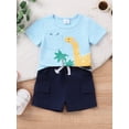 thumbnail image 5 of Suagox Toddler Boy Summer Outfit Animal Beach Print Short Sleeve Pocket T-Shirt with Cargo Shorts for 0-24 Months and 2-3 Years Old Boy, 5 of 10