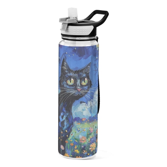 BZSMCE Sport Bottle Moonlit Kitty Dreams Outdoor sports Water Bottle Size: 10.4x3in
