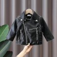 thumbnail image 1 of Spring Girl Baby Clothes Kids Outfits Pu Leather Jacket Outerwear For Toddler Children Girls Clothing Zipper Leather Jacket Coat18m, 1 of 4