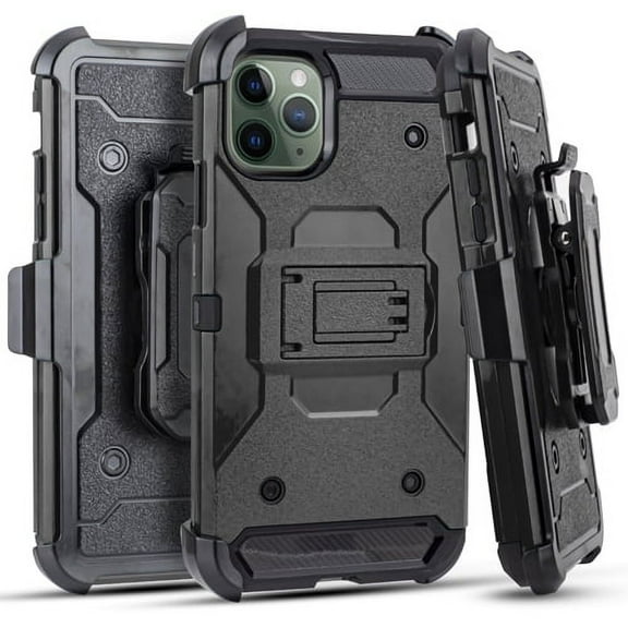 Samsung Galaxy S20 Case, STARSHOP Full Cover Heavy Duty Dual Layers Phone Cover with Kickstand and Locking Belt Clip-Black