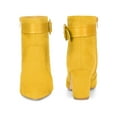 thumbnail image 5 of BLISSFUL STEP Women's Ankle Boots Chunky Heel Pointed Toe Buckle Strap Zipper Faux Suede Yellow 8, 5 of 6
