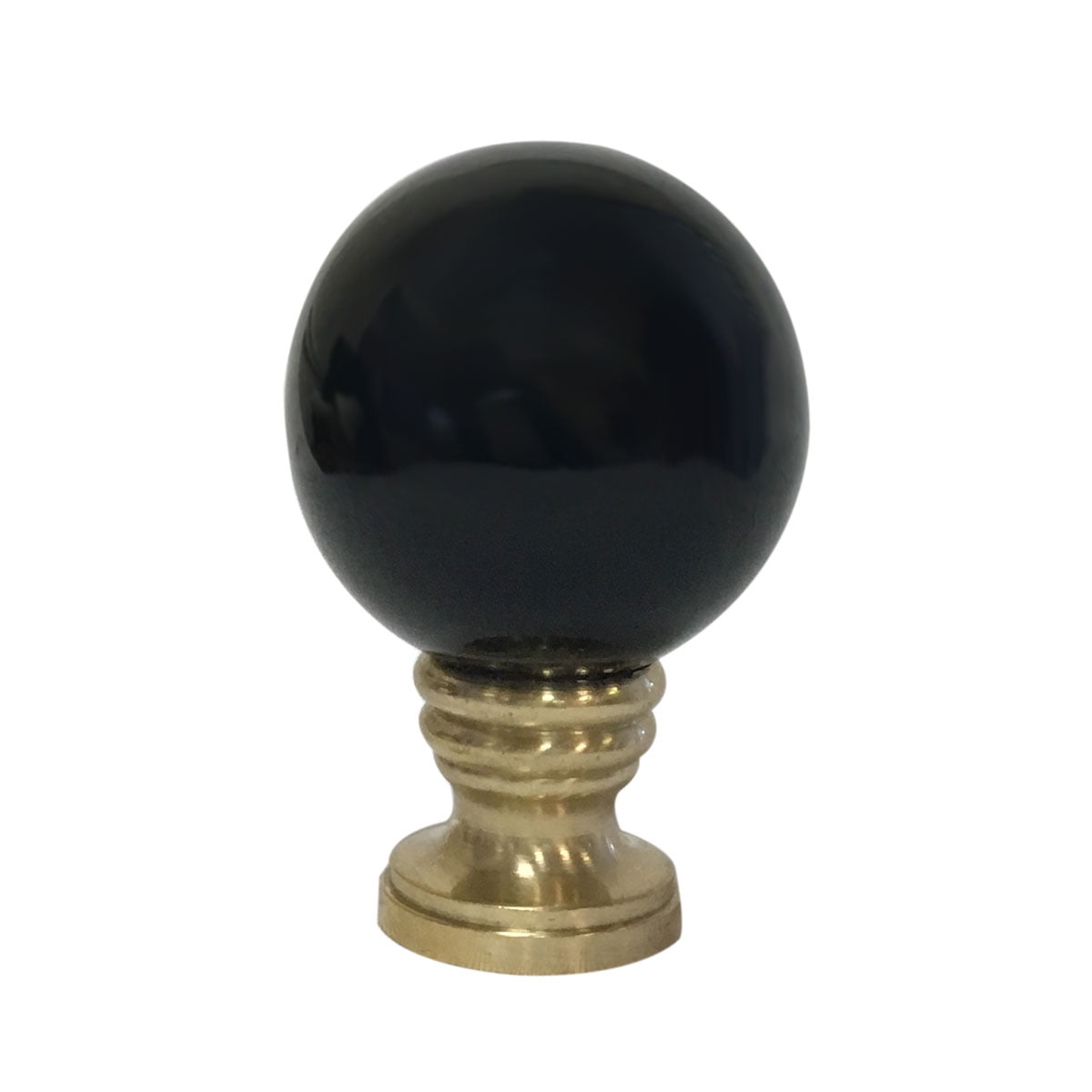 Royal Designs Ceramic Sphere Black Lamp Finial with Polished Brass Base