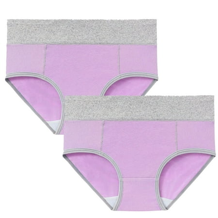 Scyoekwg Women s Cotton Underwear Hipster Panties Comfort Hip Lifting Ladies Underpants Patchwork Stretchy Mid Waisted Underwear Briefs Pack of 2(Purple XXXL)