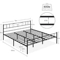 thumbnail image 2 of Negra king-sized marco de cama con almacenamiento metal marco de cama con vintage pattern cabecero y footboard mattress foundation fácil montaje, 2 of 7