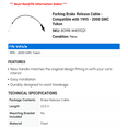 thumbnail image 2 of Parking Brake Release Cable - Compatible with 1995 - 2000 GMC Yukon 1996 1997 1998 1999, 2 of 2