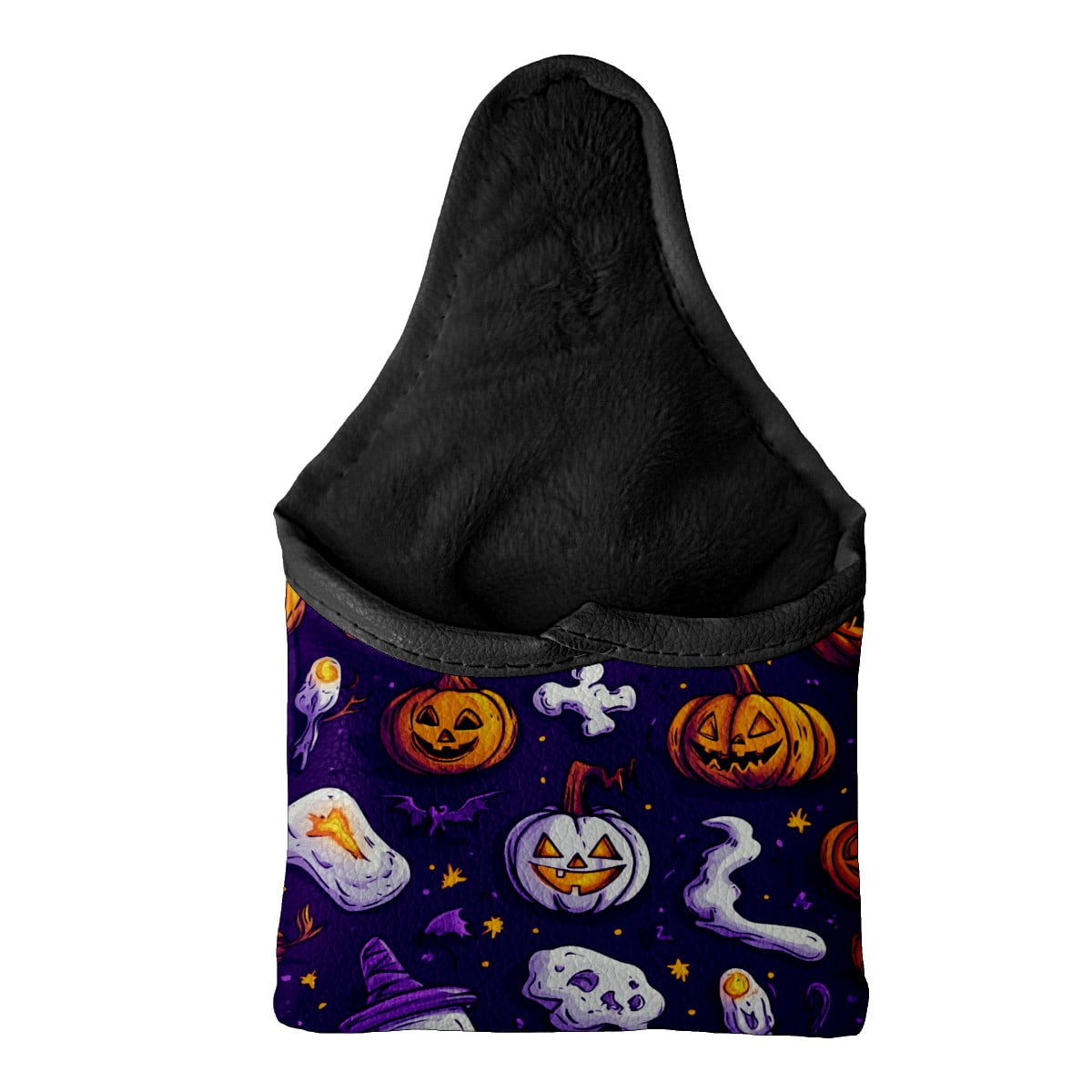 Golf Mallet Putter Cover Premium Leather Waterproof Golf Putter Head Cover with Magnetic Closure Halloween Cartoon Style