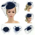 thumbnail image 3 of Fascinator Hat Feather Mesh Net Veil Party Hat Ascot Hats Flower Derby with Clip and Hairband for Women, 3 of 5