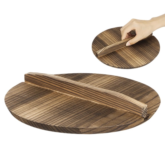 HEANUJJ Wooden Pot Lid Anti Scalding Wooden Wok Cover for Household Kitchen Use