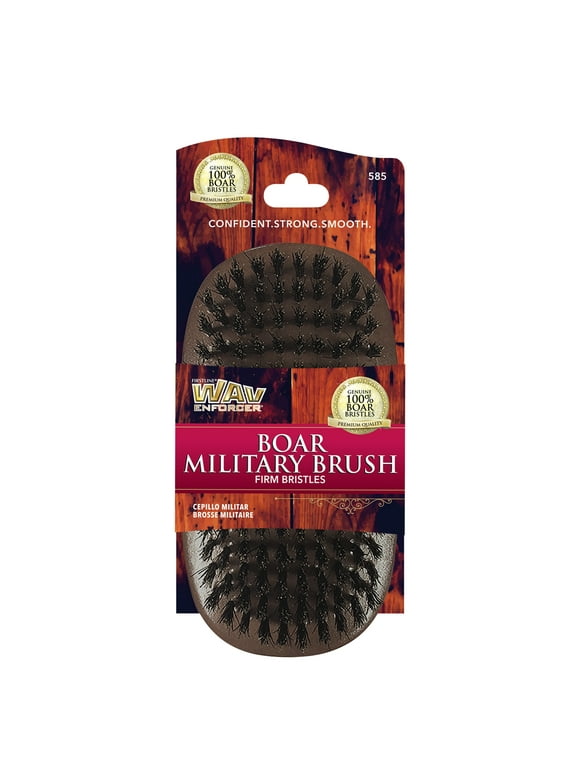 WavEnforcer Military 5" Oval Boar Bristle Wave Brush, Brown
