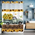 thumbnail image 2 of Summer Truck Sunflower No Hook Shower Curtain with Snap in Liner Country Farm Yellow Flower Leaf Butterfly Waterproof Bathroom Shower Curtain with See Through Top Window for Bathtub 60" x 72", 2 of 9