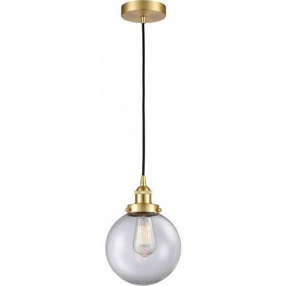 616-1PH-SG-G202-8-LED-Innovations Lighting-Beacon - 1 Light Mini Pendant In Industrial Style-11.5 Inches Tall and 8 Inches Wide Satin Gold Clear