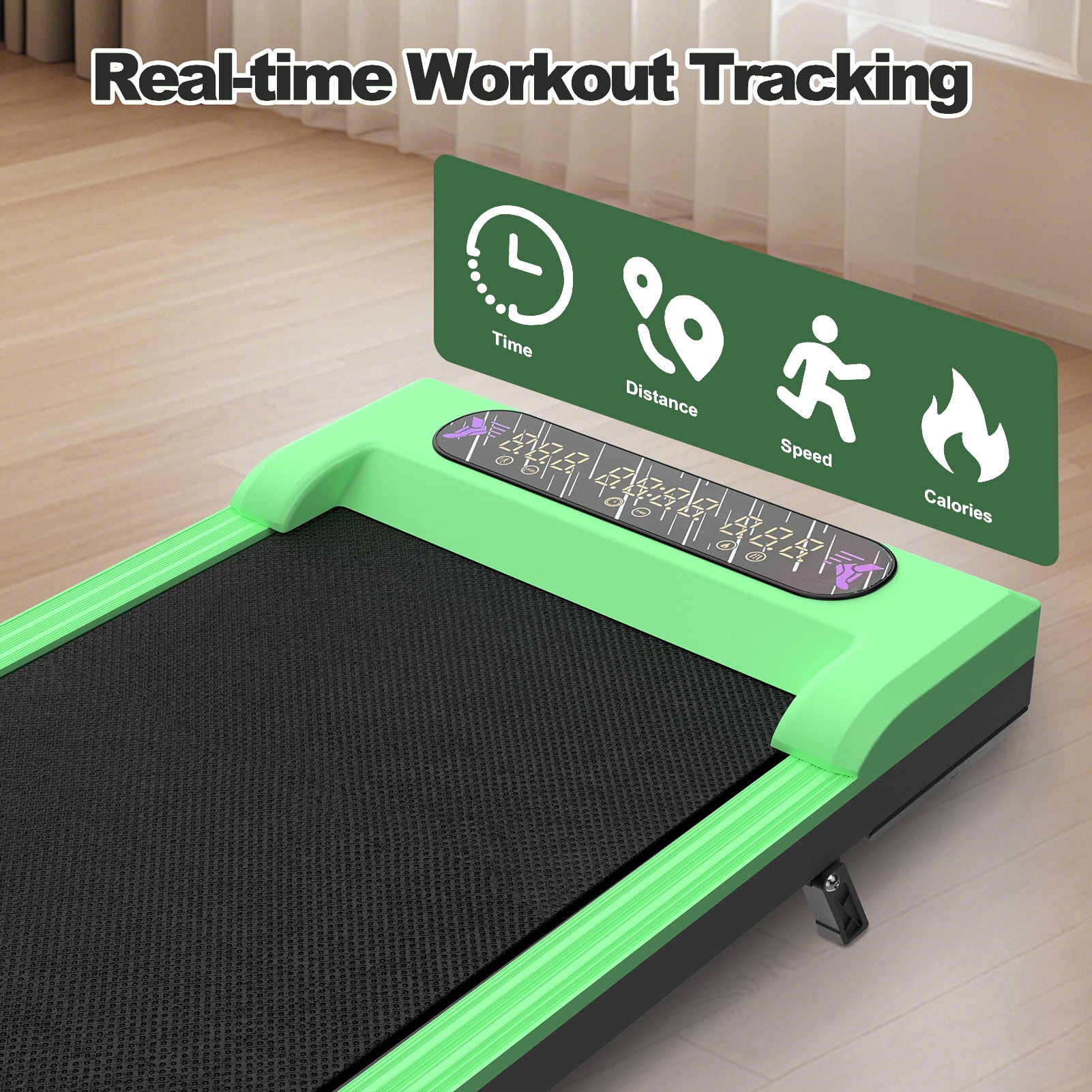 Foldable Treadmill With Handle Bar & Incline, 2 In 1 Upgrade Portable Under Desk Walking Pad And Vibration Pad With Remote Control For Home Office Small Spaces,Green