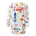 thumbnail image 5 of Mittory Womens 3/4 Sleeve Tops Casual Shirts for Women Summer Flower Printed T Shirt Crewneck Floral Tee, 5 of 5