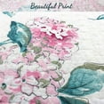thumbnail image 3 of Cozy Line Lowe 3- piece King Hydrangea Floral Reversible Cotton Quilt Set - Aqua/White/Pink/Yellow King, 3 of 5