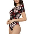 thumbnail image 2 of Naloa Snake And Rose Women's Short-Sleeved Onesie, One-Piece Swimsuit for Parties, dates, clubs - Small, 2 of 9