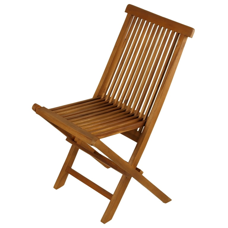 Bare Decor Vega Golden Teak Wood Outdoor Folding Chair Set of 2