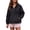 Black, variant on Leopard Print Hooded Windbreaker for Womens Half Zip Pullover Rain Jacket with Kangaroo Pocket Long Sleeve Lightweight Windproof Coat Casual Outdoor Active Outerwear for Hiking Travel 2XL