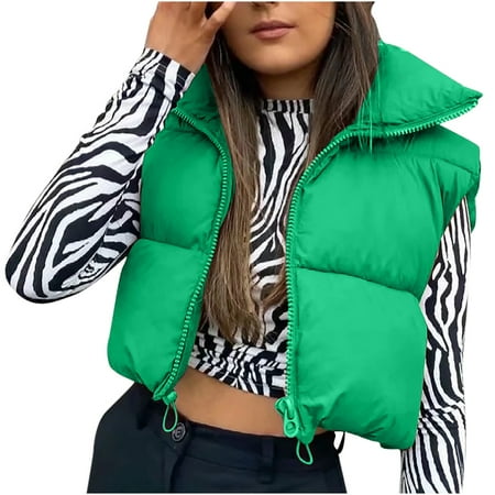 

Trench Coats for Women Fleece Jacket Women Women s Winter Crop Lightweight Sleeveless Warm Outerwear Vest Padded Gilet Tops Coat Womens Cardigan on Sales Corduroy Jacket Women Green M