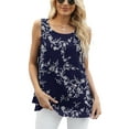 thumbnail image 3 of Uvplove Women's Sleeveless Chiffon Tank Top Double Layers Casual Blouse Tunic,Navy Blue Leaves,3XL, 3 of 10